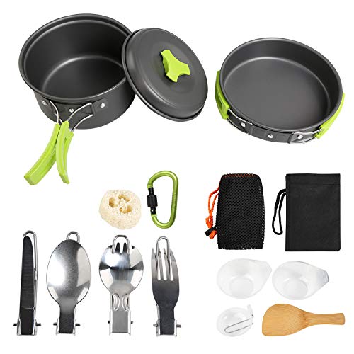 Ballery Kit de Utensilios de Cocina para Acampar, Mini Kit de Utensilios de Cocina, 15 Piezas Mini Kit de Acampar de Cocinar para 1-4 Personas Mochilero, Camping al Aire Libre Senderismo y Picnic