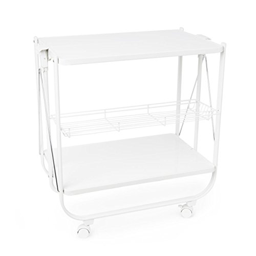 Balvi Carrito Servicio Origami Color Blanco Plegable con Ruedas Metal 69x68x40cm