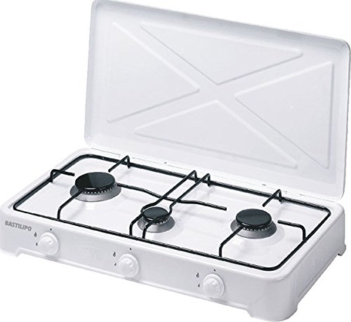 Bastilipo CG-300 Cocina de Gas Butano o Propano, 4 W, Estructura de Acero con Doble Capa de Esmalte, Blanco