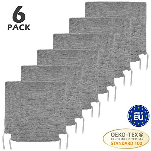 BCASE Pack de 6 Cojines de Asiento y Silla Espuma Fantasy, 40x40cm, Desenfundable con Cremallera, Cómodos, Resistentes, Fácil de Limpiar, para Cocina, Cuarto, Sala, Jardín, Terraza, Patio, Etc. Gris