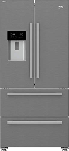 Beko GNE60530DXN French Door - Nevera y congelador (zona 0 °C, pantalla multifunción, dispensador de agua con conexión de agua sólida, 41 dB)