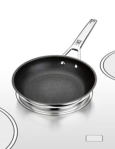 BRA Connect Sartén acero inoxidable con antiadherente Profile y tecnología Bi-Clad, apta para todo tipo de cocinas incluida inducción, libre de PFOA, 28 cm, Aluminio Fundido