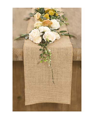 Bwiv 10M*30cm Camino De Mesa Arpillera Rústico Burlap Jute Natural Decoración de la Boda