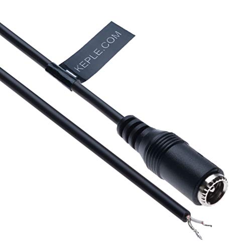 Cable de Extensión de Alimentación CC DC 2.1mm / 5.5mm Jack Hembra a Enchufe Desnudo Conector Adaptador Compatible con CCTV Camera, DVR Standalone, LED Strip, Monitores 1.5m (Negro)