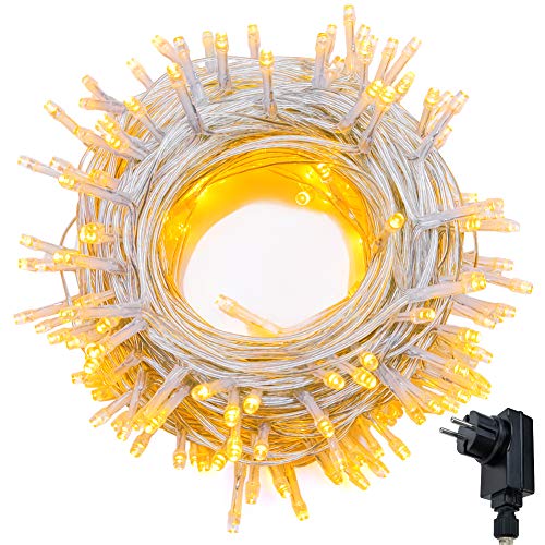 Cadena de Luces WISD 102.8M 1000 LED Blanco Cálido Guirnalda de Luz Impermeable con 8 Modos y Función de Memoria, Cable de Color Transparente, Perfecto para Exterior e Interior, Navidad Fiestas Boda