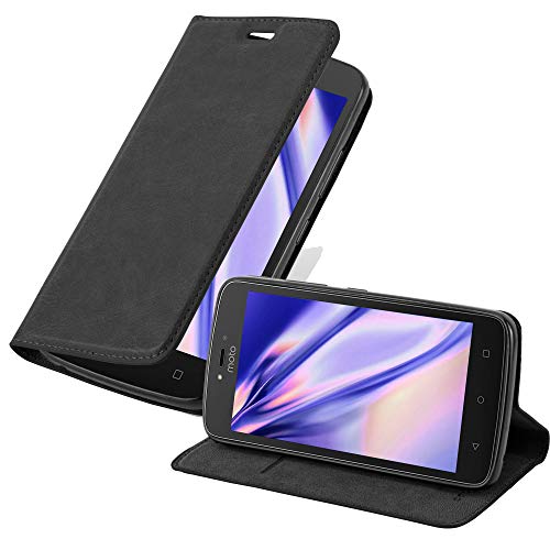 Cadorabo Funda Libro para Motorola Moto C Plus en Negro Antracita - Cubierta Proteccíon con Cierre Magnético, Tarjetero y Función de Suporte - Etui Case Cover Carcasa