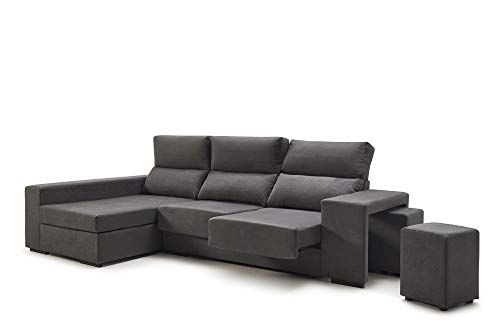 CAMBIA TUS MUEBLES - Sofá ChaiseLongue con arcón Marte, 3 plazas Color Gris (chaiselongue Lado Izquierdo)