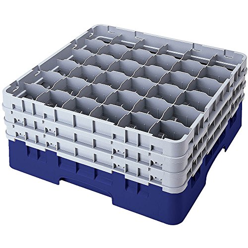 Cambro Cesta de lavado de tamaño completo para copas y vasos con 36 compartimentos 1 altura, diámetro máx. 7.2 cm, altura máxima 9.4 cm, color Azul marino, 36 copas/vasos