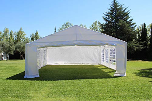 Carpa Económica Blanca con Ventanas para romerías y Fiestas. Carpas Baratas para montajes esporádicos. Carpas Grandes para Eventos de Corta duración. Carpas Lona Impermeable. (8x6)