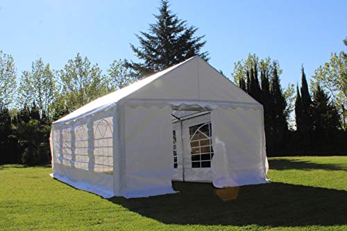 Carpa Económica Impermeable pequeña Blanca con Ventanas para pequeños Eventos y Fiestas. Carpas Baratas para montajes esporádicos, de Corta duración como reuniones con Amigos o Familiares. (4x4)