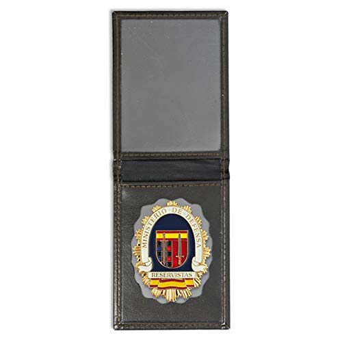 Cartera + Placa Ministerio de Defensa - Reservista | Cartera de Polipiel identificativa con Chapa/Insignia para decoración, coleccionismo y atrezzo