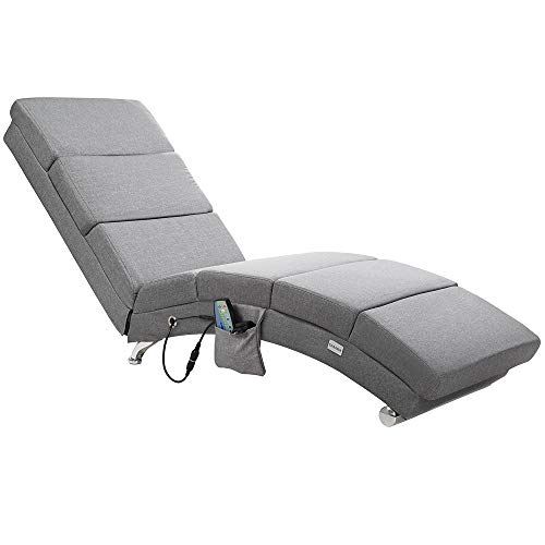 Casaria Chaise Longue sillón Tumbona Acolchada London Interior Silla reclinable Gris función de Masaje y calefacción