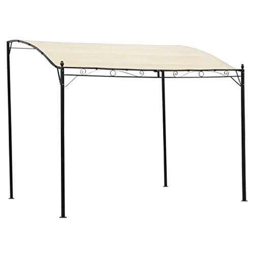 Cenador de Tela Toldo Parasol Carpa de Jardín Acero y Tela Cenador de Patio con Tela de Poliéster Resistente para Exterior, 3 x 2,5 m (Blanco Crema y Negro)