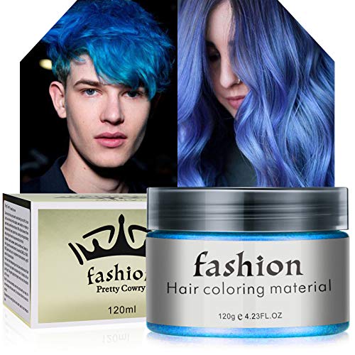 Cera Para el Cabello Teñida, Tinte de Barba，Crema Para Colorante Pelo Temporal Para Colorante Pelo para Fiesta, Cosplay, Carnaval, Navidad - (Azul)120ml