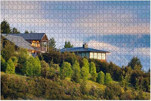 Chalet Mountain Houses Mountain, Royalty Rompecabezas de madera para adultos Regalo creativo Juguetes Rompecabezas Decoración del hogar, 1000 piezas, 75 * 50 cm
