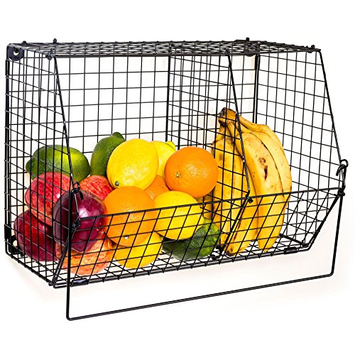 ChasBete Cesta de Metal Plegable Cuencos de Fruta Organizador Cesta de Almacenamiento Rack montado en la Pared para Cocina baño