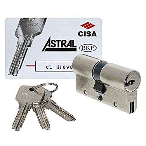 Cisa Astral - Cilindro de cerradura de perfil europeo - Latón, plateado, 0A3S107012