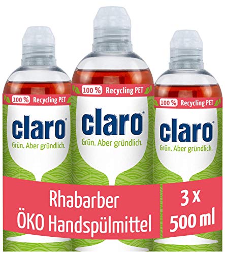 CLARO 3 x 500 ml Detergente Ecológico para el Lavado de Vajilla, Biológico