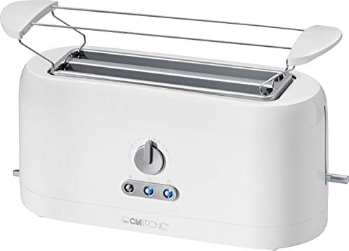 Clatronic TA 3534 Tostadora de Pan Ranura Larga Doble para 4 Rebanad, 1400 W, Plástico, Blanco