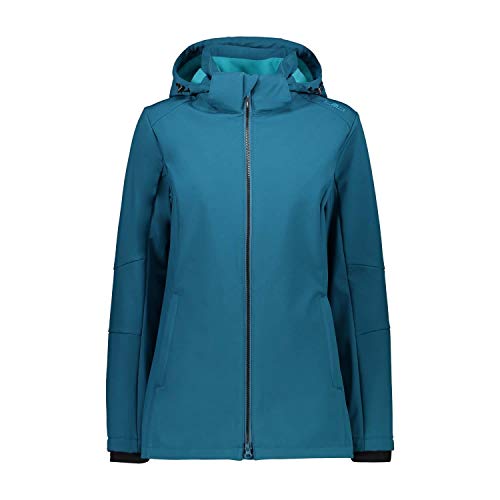 CMP Chaqueta Softshell Comfort Fit Long con tecnología Climaprotect WP 7000., Mujer, Chaqueta Softshell, 3A22226, Deep Lake-Baltic, 56