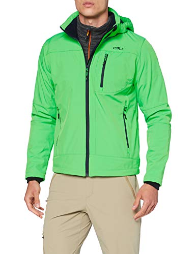 CMP Chaqueta Softshell con tecnología Climaprotect Wp 7.000 para hombre, Hombre, Chaqueta Softshell, 3A01787N, Verde Fluo-B.Blue, 46