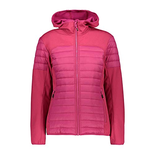 CMP Chaqueta Softshell para mujer FIX Hood, color rojo, resistente al viento e impermeable, 38A1826, H916 Karcada., 38