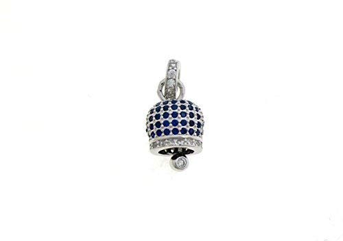 Colgante Campana Caprese con circonita azul y blancos de plata 925 Sterling chapado en oro blanco hipoalergénico cm campana diámetro 9 mm