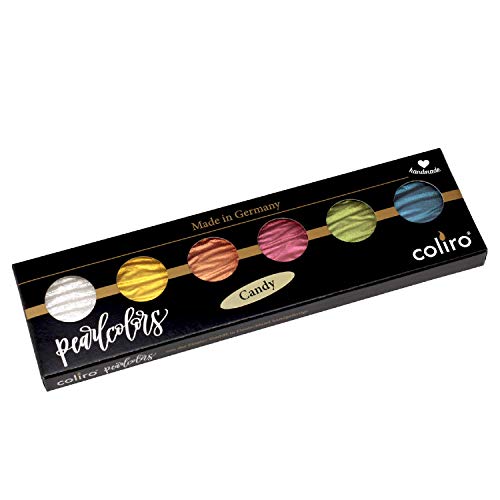 Coliro - Pintura de acuarela Coliro Artist, colores perlados, Mica Pearl, M770 Candy (juego de 6 colores) por Finetec GmbH