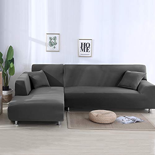 Comficent Funda Cubre Sofá Chaise Longue, Protector para Sofás Acolchado Brazo Izquierdo o Derecho, Tamaño  195cm - 230cm (Gris - 3 Plazas)