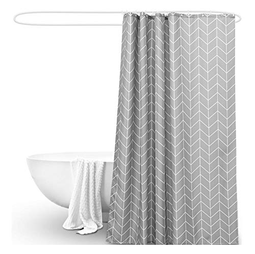 Cortina de Ducha de impresión de Moda de celosía geométrica Gris Simple Cortina de Ducha de Hotel Engrosada con Gancho-Los 240cmx200cm Cortinas de Ducha para baño bañera Impermeable