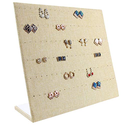 CUHAWUDBA Franela Caja de Joyería Exhibición de la Joyería Pendientes Stud Collar Colgante Almacenaje Vitrina Rack Caso Tablero Grandes L Pendientes de Arpillera