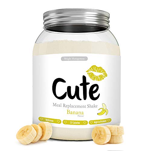 Cute Nutrition Batido Sustitutivo de Comida Sabor Platano para el Control de la Pérdida de Peso en Polvo Bebida Dietética para Mujer Bote de 500 g