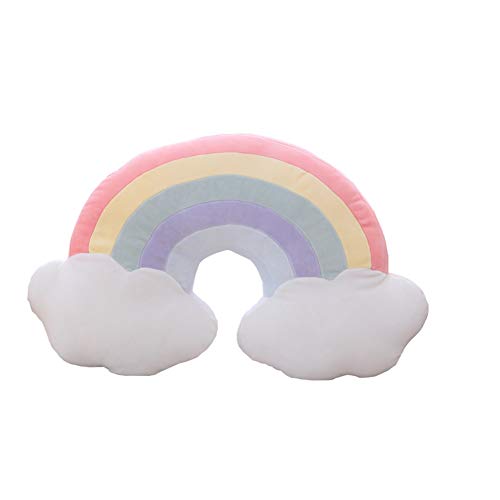 Cute Sky Series - Cojín de peluche con luna, estrella fugaz y arco iris de peluche, suave funda para bebé, sofá, decoración del hogar, regalo para niñas (arco ir-2)