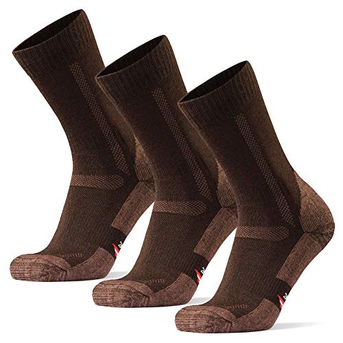 DANISH ENDURANCE Calcetines de Senderismo y Trekking de Lana Merina para Hombre, Mujer y Niños, Pack de 3 (Marrón, EU 43-47)