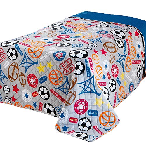 Delindo Lifestyle Colcha para habitación infantil, diseño deportivo, 170 x 210 cm