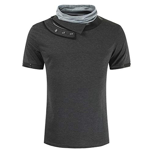 DENGZHOUSHIYA De los Hombres Camisa Deportiva T Chapa De Alta Polo Pilas Mediante (Color : Dark Grey, Size : 3XL)