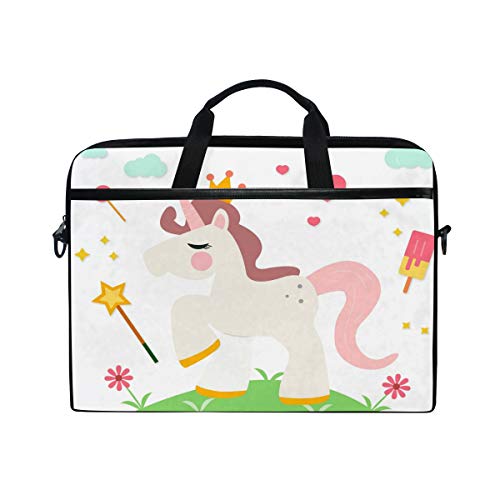 DEZIRO Unicorn Princess Candy - Bolsa de hombro para ordenador portátil (15 unidades, con asas laterales)