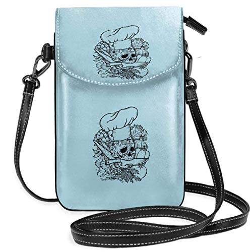 DJNGN Skull Chef Monedero pequeño Original para teléfono Celular Cartera para teléfono Inteligente Monedero con Correa extraíble