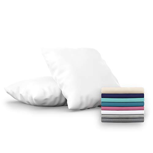 Dreamzie - Set de 2 x Funda de Almohada 80x80 cm, Blanco Alabastro, Microfibra (100% Poliéster) - Fundas de Almohadas Hipoalergénica - Fundas de Cojines de Calidad con una Suavidad Incomparable