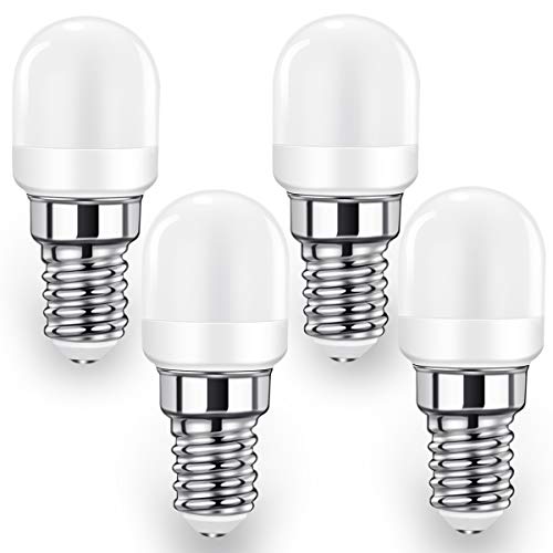 E14 LED bombillas, Tornillos Pequeños LED Bulb, Blanca Fria 6000K, 2W=20W, 140LM, Luz del Refrigerador, para Frigorífico, Campana Extractora, Luz Nocturna y Máquina de Coser, 4 Unidades