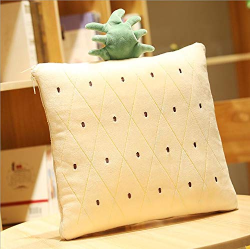 Ecloud Shop Manta de Almohada Cuadrada de Dibujos Animados de piña multipropósito 2 en 1 Terciopelo Soft Soild Fundas Decorativas Conjunto Funda de cojín para sofá Dormitorio Coche 35x35 cm