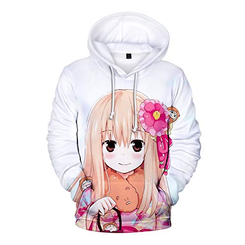 EDMKO Hombres Mujeres Sudadera Himouto Umaru-Chan 3D Impreso Doma Umaru Anime Hoodie con Capucha Deportes Cordón Ajustable Ropa Deportiva,S