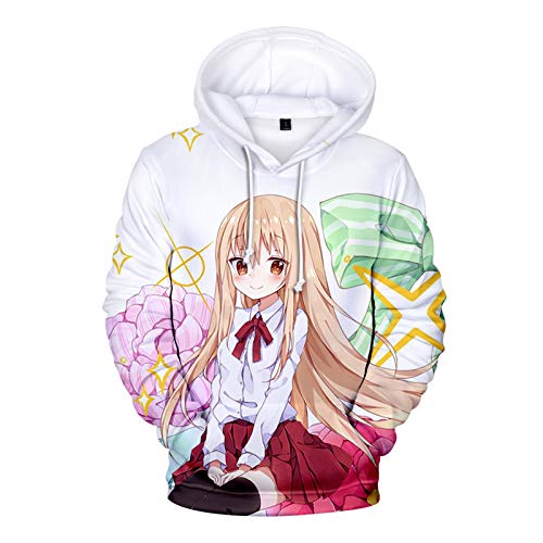 EDMKO Hombres Niños Himouto Umaru-Chan 3D Hoodie Doma Umaru Casual Sudadera con Capucha Deportiva para Mujeres Cordón Ajustable Ropa Deportiva,XS