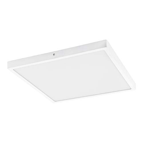 EGLO Lámpara LED de techo Fueva 1, 1 foco, L: 40 x 40 cm, color: blanco, blanco neutro, material: aluminio y plástico.