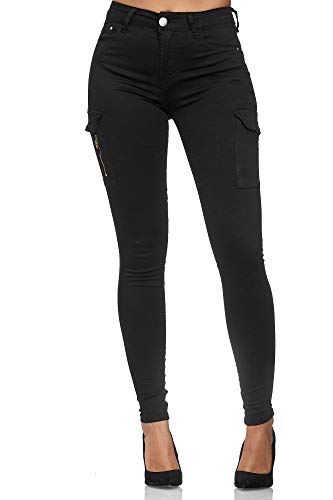 Elara Pantalones Cargo Mujer Slim Fit Denim Chunkyrayan Negro MA2018 Black-40 (L)