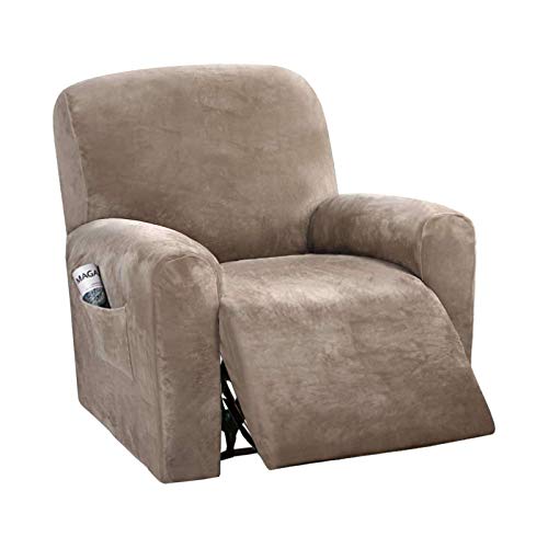 Elástica Relajarse Funda Reclinable Elástica, 1 Plazas Terciopelo Funda Reclinable para Funda De Sillón Funda De Sofá Suave Cubierta Reclinable Cubierta Reclinable-Gris Pardo