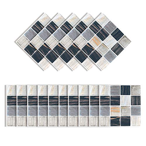 Elinala Azulejos Adhesives, Cenefas Adhesivas, 30 Piezas (10 x 10CM) Duraderas Impermeables Mate Autoadhesivas Pegatinas de Pared de Baldosas de Cerámica para Baño, Cocina, Sala de Estar y Habitación