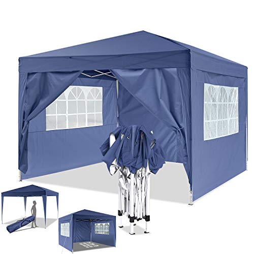 Eloklem Carpa con Paredes | Plegable, Impermeable, con Protección Solar, Ideal para Fiestas en el Jardín | Gazebo, Cenador, Pabellón, Tienda Fiestas (3x3 m, Azul)