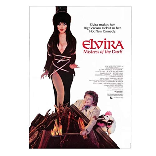 Elvira Mistress of The Dark Cartel de chapa Cartel de película Cartel de chapa de metal vintage Arte de pared para decoración de sala de estar Impresión de regalo en lienzo-50x70cm Sin marco
