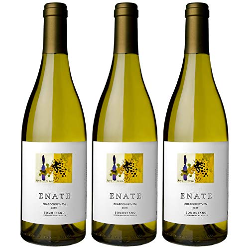 ENATE Chardonnay - 234 - Añada 2019 - D.O Somontano - Vino Blanco - Afrutado: Melocotón, Guayaba, Maracuyá, Almibarado - Notas de Hinojo - Fondo Mineral - Pack de 3 Botellas - 75cl